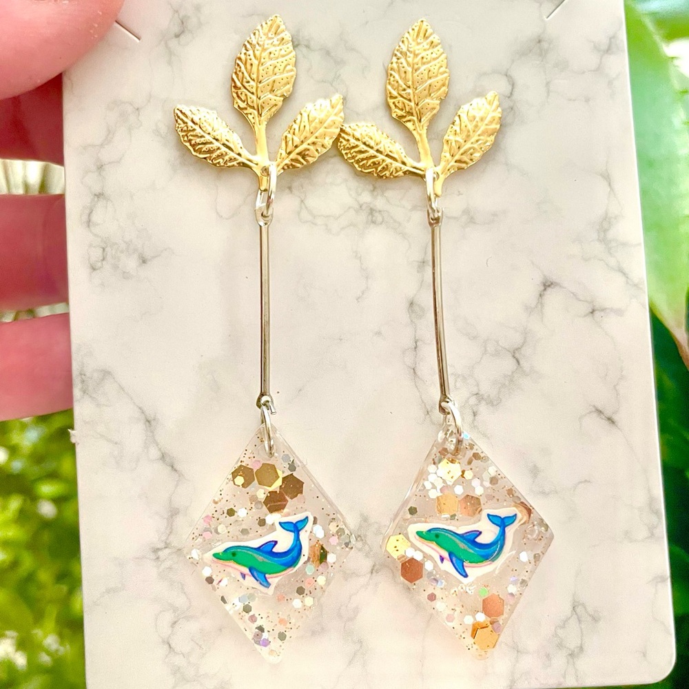 Dolphin Acrylic Dangle Earrings